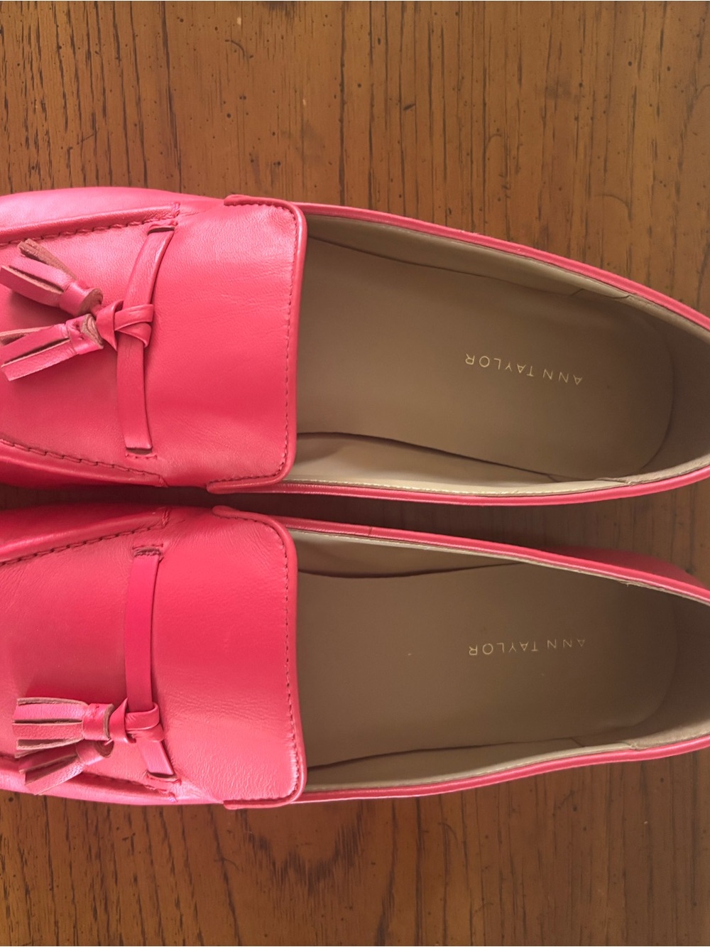 Ann Taylor Hot Pink Leather Tassel Loafers - Picture 4 of 4